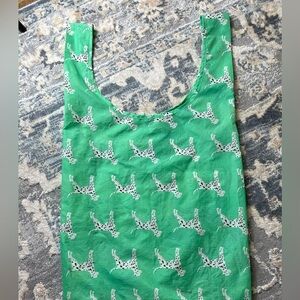 Green Tote Bag with Dog Print